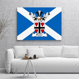 ScotsTee Shop Scottish Butter Clan Family Crest Scottish Flag Framed Canvas Print