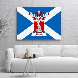 ScotsTee Shop Scottish Ellem or Elm Clan Family Crest Scottish Flag Framed Canvas Print