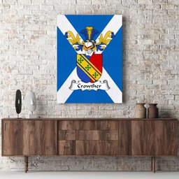 ScotsTee Shop Scottish Crowther Clan Family Crest Scottish Flag Framed Canvas Print