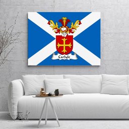 ScotsTee Shop Scottish Carlyle Clan Family Crest Scottish Flag Framed Canvas Print