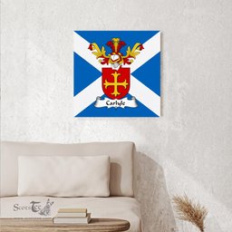 ScotsTee Shop Scottish Carlyle Clan Family Crest Scottish Flag Framed Canvas Print
