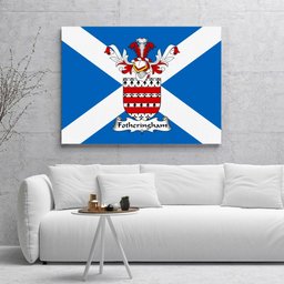 ScotsTee Shop Scottish Fotheringham Clan Family Crest Scottish Flag Framed Canvas Print