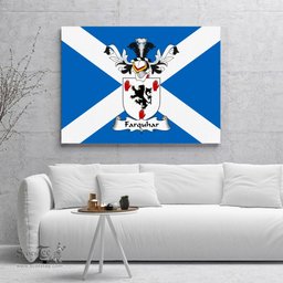 ScotsTee Shop Scottish Farquhar Clan Family Crest Scottish Flag Framed Canvas Print