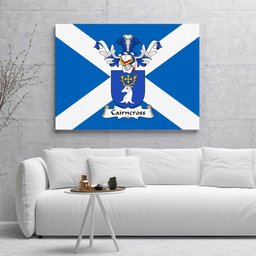 ScotsTee Shop Scottish Cairncross Clan Family Crest Scottish Flag Framed Canvas Print
