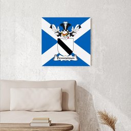 ScotsTee Shop Scottish Dennistoun Clan Family Crest Scottish Flag Framed Canvas Print