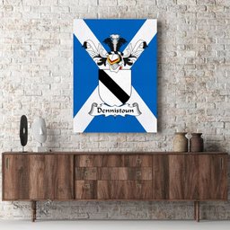 ScotsTee Shop Scottish Dennistoun Clan Family Crest Scottish Flag Framed Canvas Print