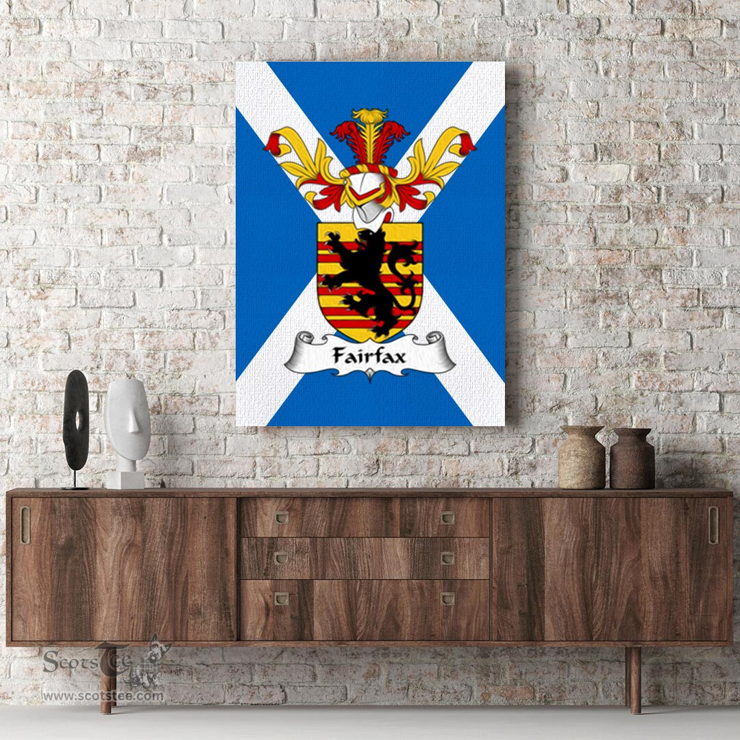 ScotsTee Shop Scottish Fairfax Clan Family Crest Scottish Flag Framed Canvas Print