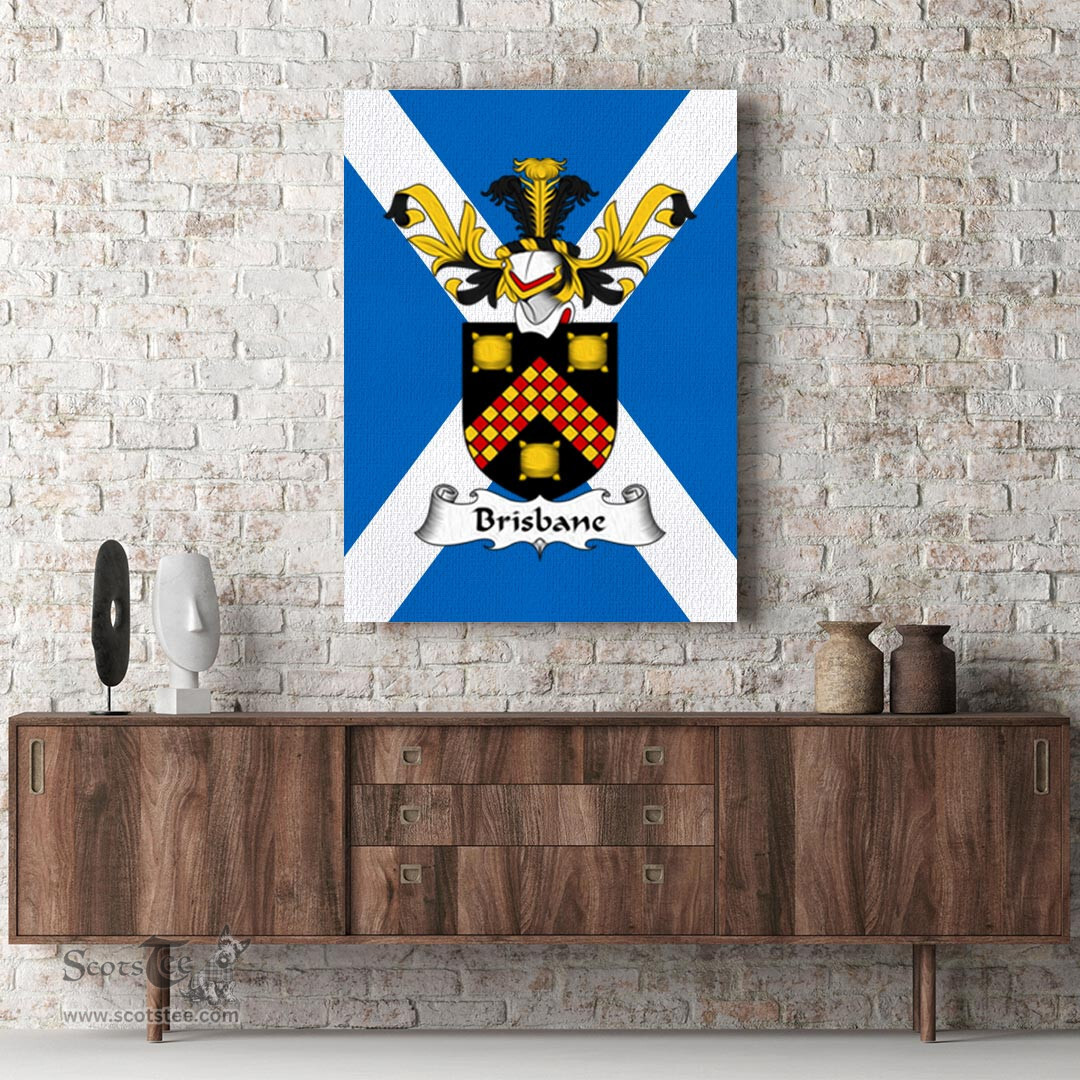 ScotsTee Shop Scottish Brisbane Clan Family Crest Scottish Flag Framed Canvas Print