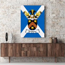 ScotsTee Shop Scottish Brisbane Clan Family Crest Scottish Flag Framed Canvas Print