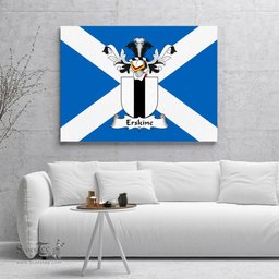 ScotsTee Shop Scottish Erskine Clan Family Crest Scottish Flag Framed Canvas Print