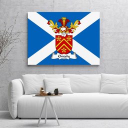 ScotsTee Shop Scottish Chiesly Clan Family Crest Scottish Flag Framed Canvas Print