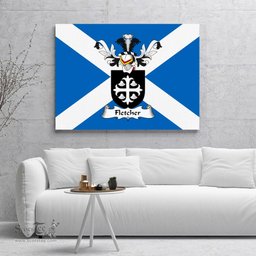 ScotsTee Shop Scottish Fletcher Clan Family Crest Scottish Flag Framed Canvas Print