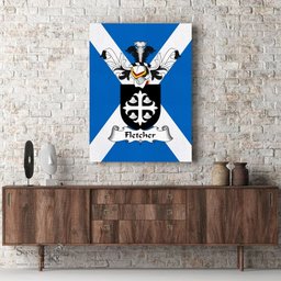 ScotsTee Shop Scottish Fletcher Clan Family Crest Scottish Flag Framed Canvas Print