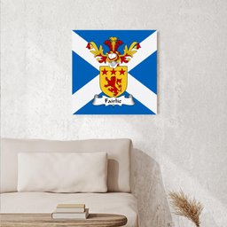 ScotsTee Shop Scottish Fairlie Clan Family Crest Scottish Flag Framed Canvas Print