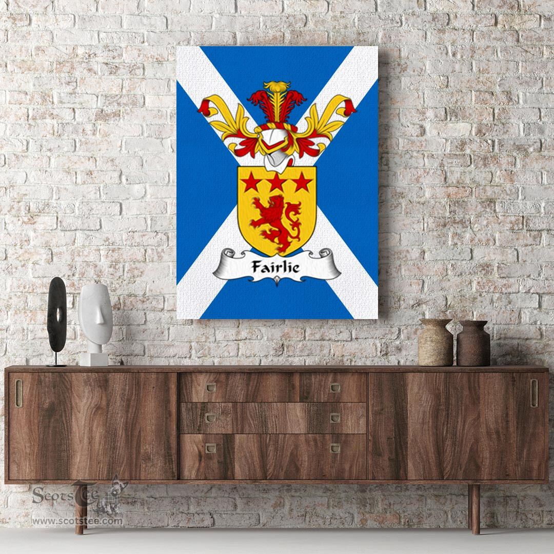 ScotsTee Shop Scottish Fairlie Clan Family Crest Scottish Flag Framed Canvas Print