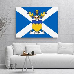 ScotsTee Shop Scottish Butler Clan Family Crest Scottish Flag Framed Canvas Print