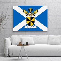 ScotsTee Shop Scottish Campbell Clan Family Crest Scottish Flag Framed Canvas Print