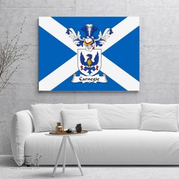 ScotsTee Shop Scottish Carnegie Clan Family Crest Scottish Flag Framed Canvas Print