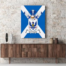 ScotsTee Shop Scottish Carnegie Clan Family Crest Scottish Flag Framed Canvas Print