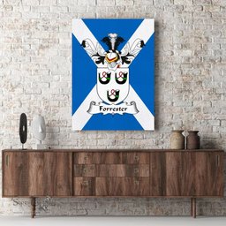 ScotsTee Shop Scottish Forrester Clan Family Crest Scottish Flag Framed Canvas Print