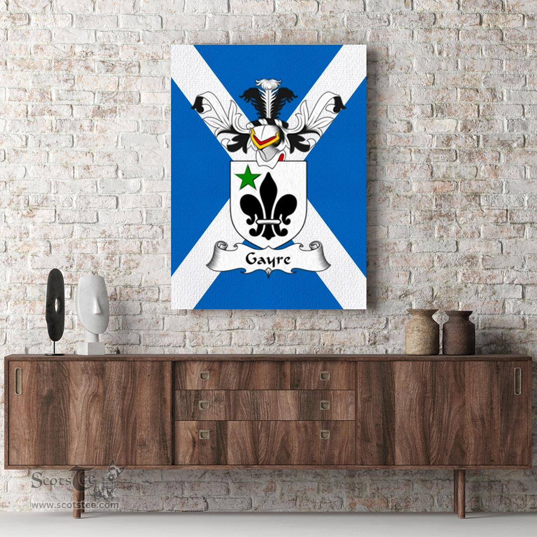 ScotsTee Shop Scottish Gayre Clan Family Crest Scottish Flag Framed Canvas Print
