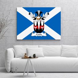 ScotsTee Shop Scottish Lauty Clan Family Crest Scottish Flag Framed Canvas Print