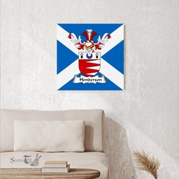 ScotsTee Shop Scottish Henderson Clan Family Crest Scottish Flag Framed Canvas Print
