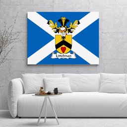 ScotsTee Shop Scottish Littelman Clan Family Crest Scottish Flag Framed Canvas Print