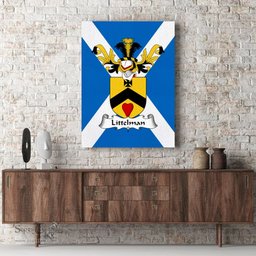 ScotsTee Shop Scottish Littelman Clan Family Crest Scottish Flag Framed Canvas Print
