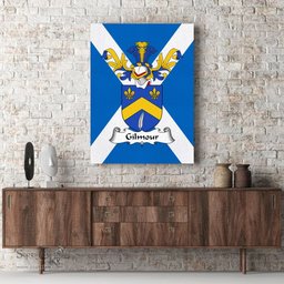 ScotsTee Shop Scottish Gilmour Clan Family Crest Scottish Flag Framed Canvas Print