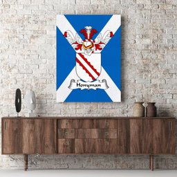 ScotsTee Shop Scottish Honyman Clan Family Crest Scottish Flag Framed Canvas Print