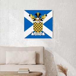 ScotsTee Shop Scottish Lauderdale Clan Family Crest Scottish Flag Framed Canvas Print