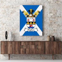 ScotsTee Shop Scottish Hughan Clan Family Crest Scottish Flag Framed Canvas Print