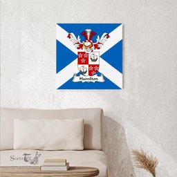 ScotsTee Shop Scottish Hamilton II Clan Family Crest Scottish Flag Framed Canvas Print