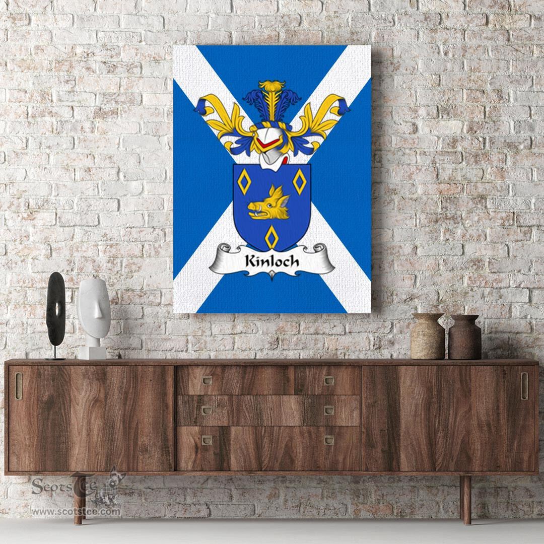 ScotsTee Shop Scottish Kinloch Clan Family Crest Scottish Flag Framed Canvas Print