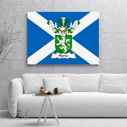 ScotsTee Shop Scottish Home or Hume Clan Family Crest Scottish Flag Framed Canvas Print