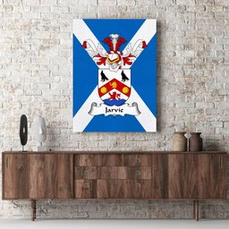 ScotsTee Shop Scottish Jarvie Clan Family Crest Scottish Flag Framed Canvas Print
