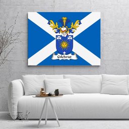 ScotsTee Shop Scottish Gilchrist Clan Family Crest Scottish Flag Framed Canvas Print