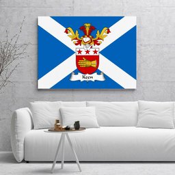 ScotsTee Shop Scottish Keen Clan Family Crest Scottish Flag Framed Canvas Print