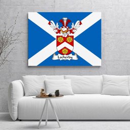 ScotsTee Shop Scottish Locherby Clan Family Crest Scottish Flag Framed Canvas Print