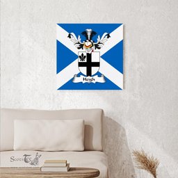 ScotsTee Shop Scottish Heigh Clan Family Crest Scottish Flag Framed Canvas Print
