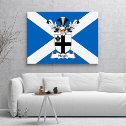 ScotsTee Shop Scottish Heigh Clan Family Crest Scottish Flag Framed Canvas Print