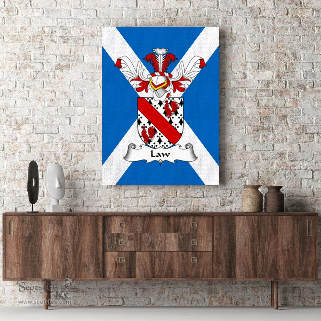 ScotsTee Shop Scottish Law _Burntoun_ Fife Clan Family Crest Scottish Flag Framed Canvas Print