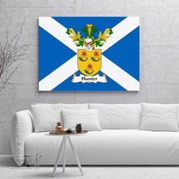 ScotsTee Shop Scottish Hunter Clan Family Crest Scottish Flag Framed Canvas Print