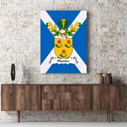 ScotsTee Shop Scottish Hunter Clan Family Crest Scottish Flag Framed Canvas Print