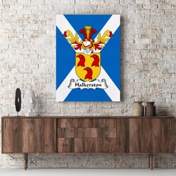 ScotsTee Shop Scottish Halkerston Clan Family Crest Scottish Flag Framed Canvas Print