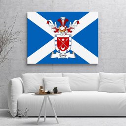 ScotsTee Shop Scottish Lind Clan Family Crest Scottish Flag Framed Canvas Print