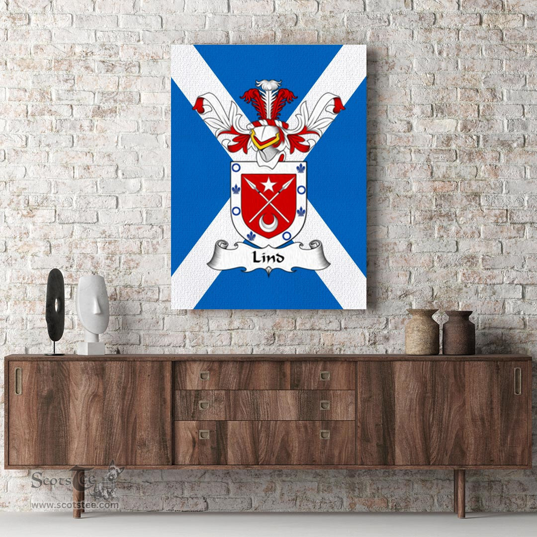 ScotsTee Shop Scottish Lind Clan Family Crest Scottish Flag Framed Canvas Print