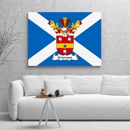 ScotsTee Shop Scottish Grierson II Clan Family Crest Scottish Flag Framed Canvas Print