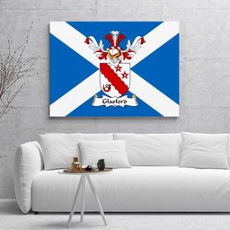 ScotsTee Shop Scottish Glasford Clan Family Crest Scottish Flag Framed Canvas Print